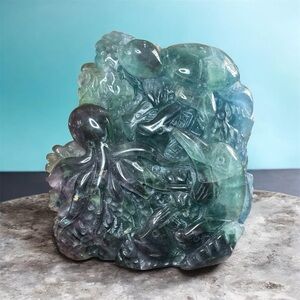 Oceanic Blue and Green Fluorite Sculpture